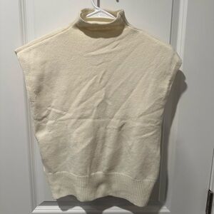 Cream Turtleneck Sweater with Relaxed Fit